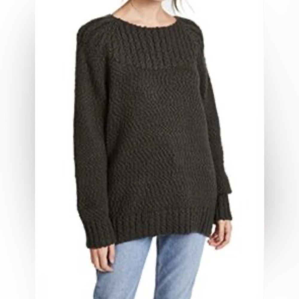 VINCE Crew Neck Wool Cashmere Blend Grey Chunky Knit Oversized Sweater Size XS